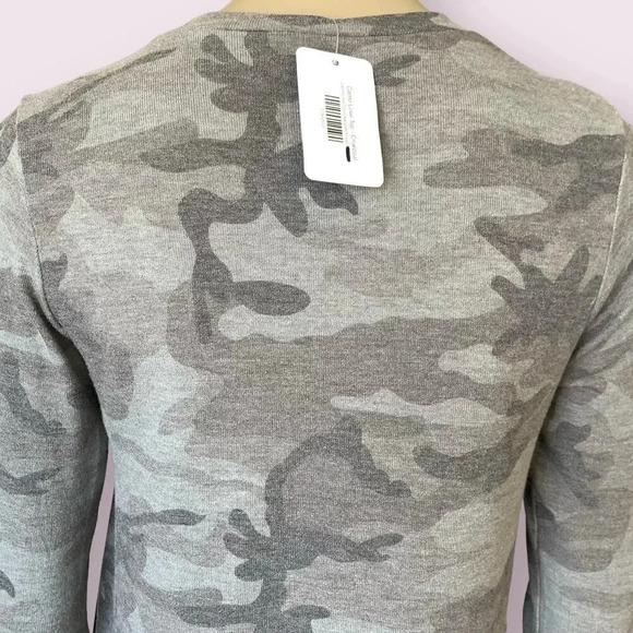 Bombom New Camouflage Long Sleeves Tunic T Shirt Knit Tops Size S Charcoal Gray - Picture 12 of 16